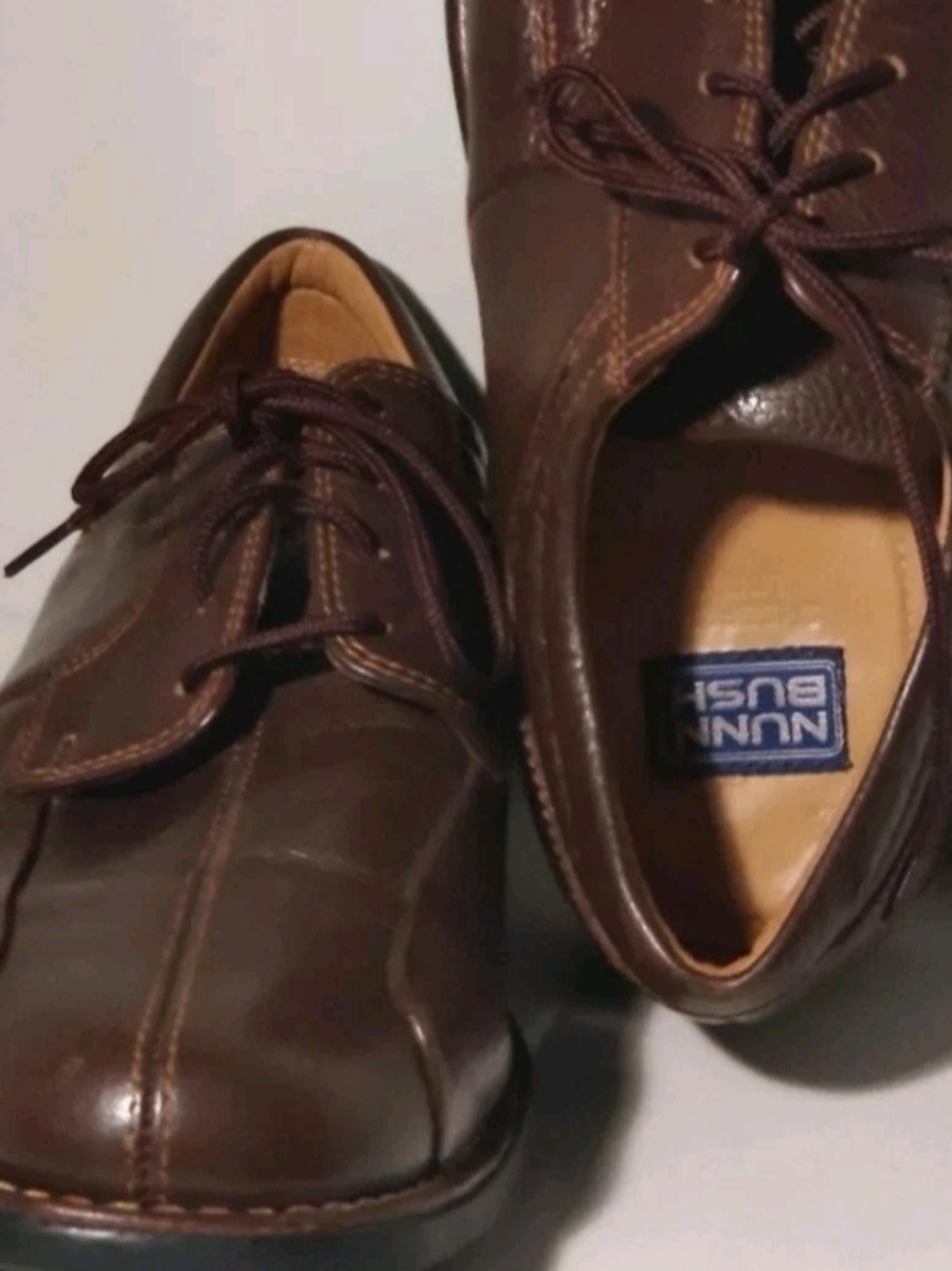 Nunn Bush Mens 9M Brown Leather & Sheepskin Lining Lace Up Loafers NEW - Picture 7 of 13